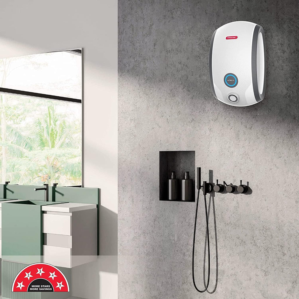 Racold Altroi+ DN 6L 3KW Vertical 5 Star Instant Water Heater (Geyser) White, with Free Standard Installation & Pipes | Smart LED Ring|Free Electric Plug|Convenient for Kitchen & Bathroom Applications